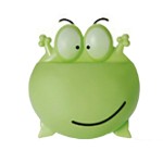 Toothbrush and toothpaste holder, frog head, green color